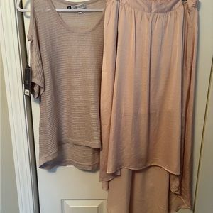 Brand new, Jennifer Lopez, champagne, pink sweater sz M, and skirt sz L.